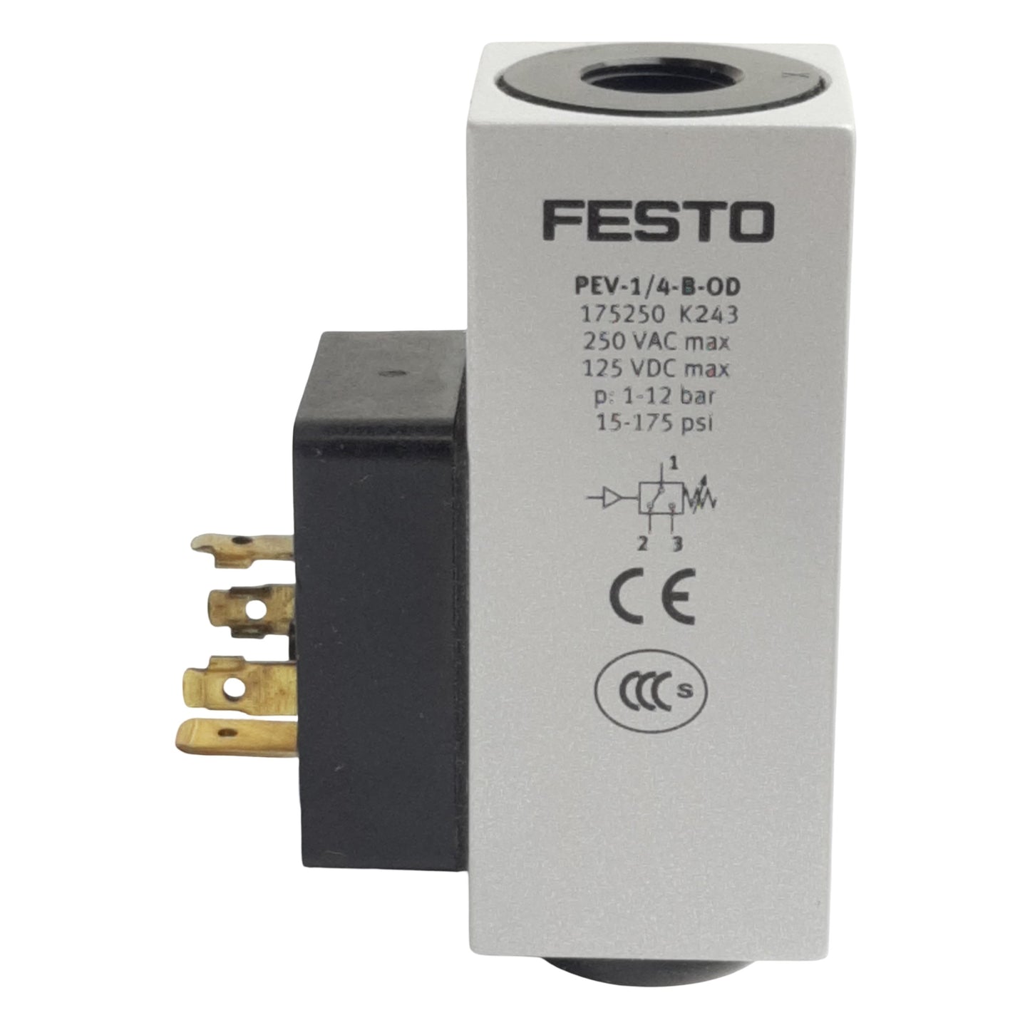 New Festo PEV-1/4-B-0D Pressure Switch, 1-12bar, 5000mA 125VDC/250VAC, G1/4, Type A