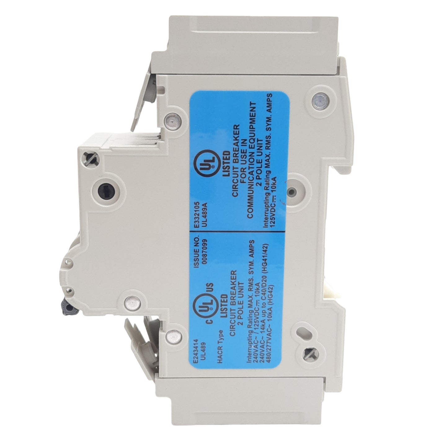 New Siemens 5SJ4202-7HG41 Miniature Circuit Breaker, 2-Pole, 400VAC/ 60VDC, 2A