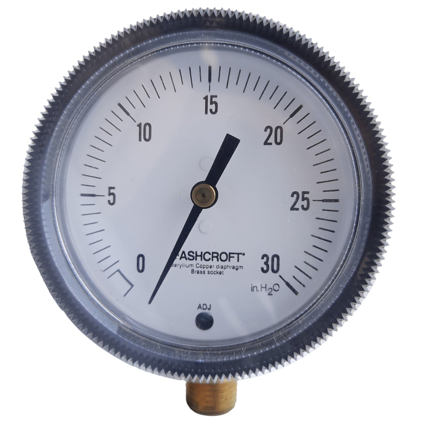 Used Ashcroft 25-1490A-02L-30IW Low Pressure Gauge, Size 2-1/2", 0/30 in. H₂O