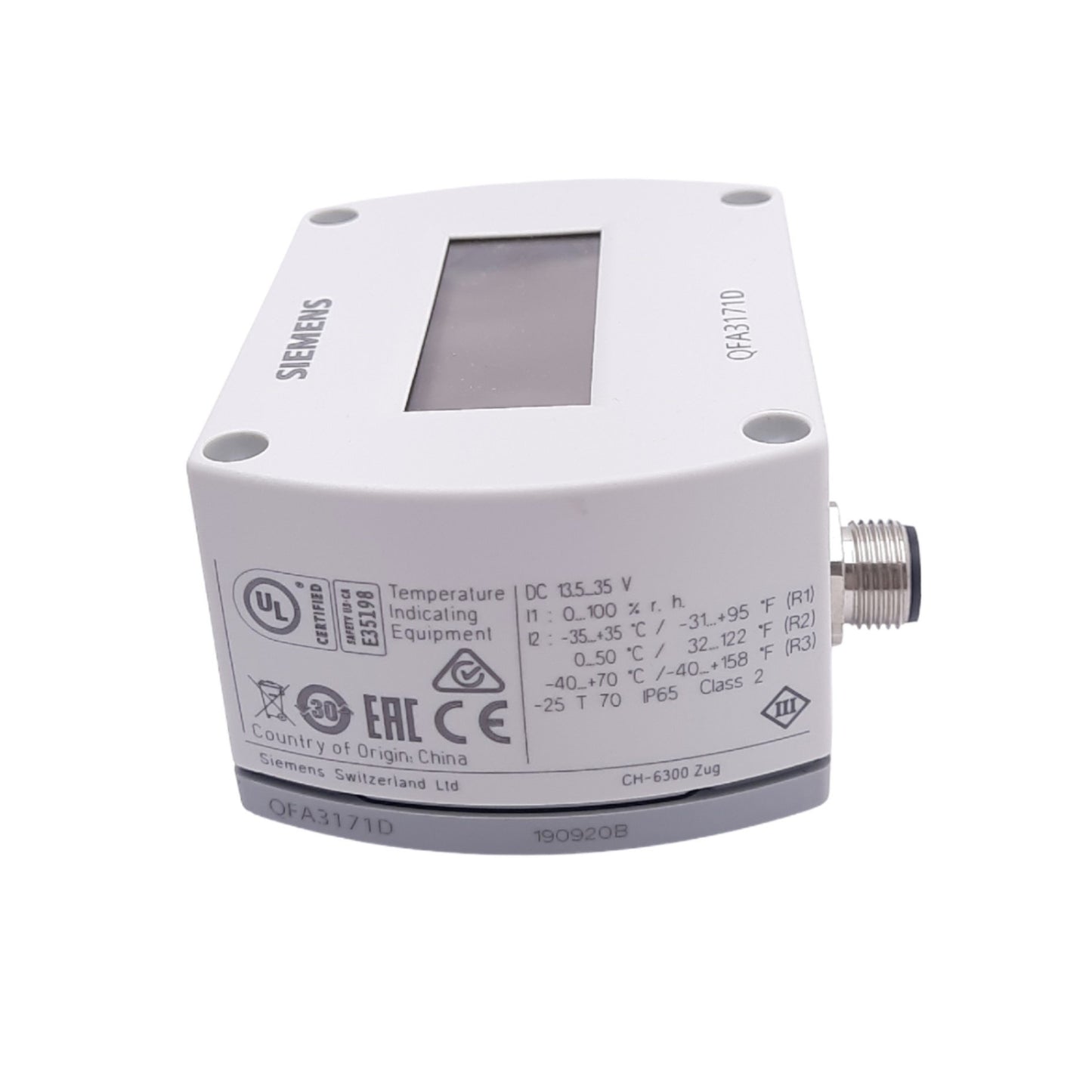 New Siemens QFA3171D Room Humidity/Temp Sensor, 0-100%r.h., 13.5-35VDC, 4-20mA Out