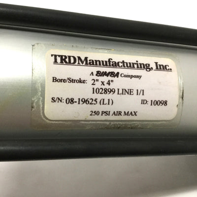 New – Open box TRD Bimba 2" x 4" Pneumatic Cylinder 2" Bore, 4" Stroke, 3/8" NPT, 250psi
