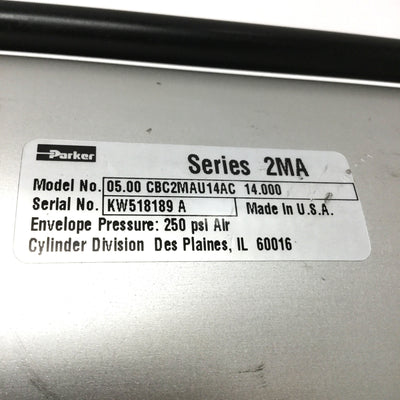 New – Open box Parker 05.00 CBC2MAU14AC 14.000 Pneumatic Cylinder Ø5" Bore, 14" Stroke, 250psi