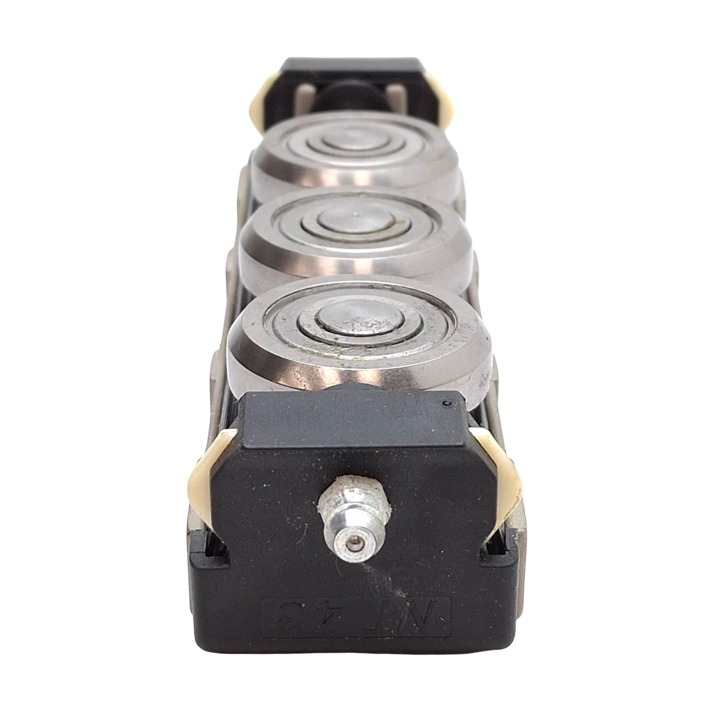 Used Rollon NT43L-3-A Compact Rail Slider, 43mm Rail, 3-Roller, M8 Holes, 5500N Load