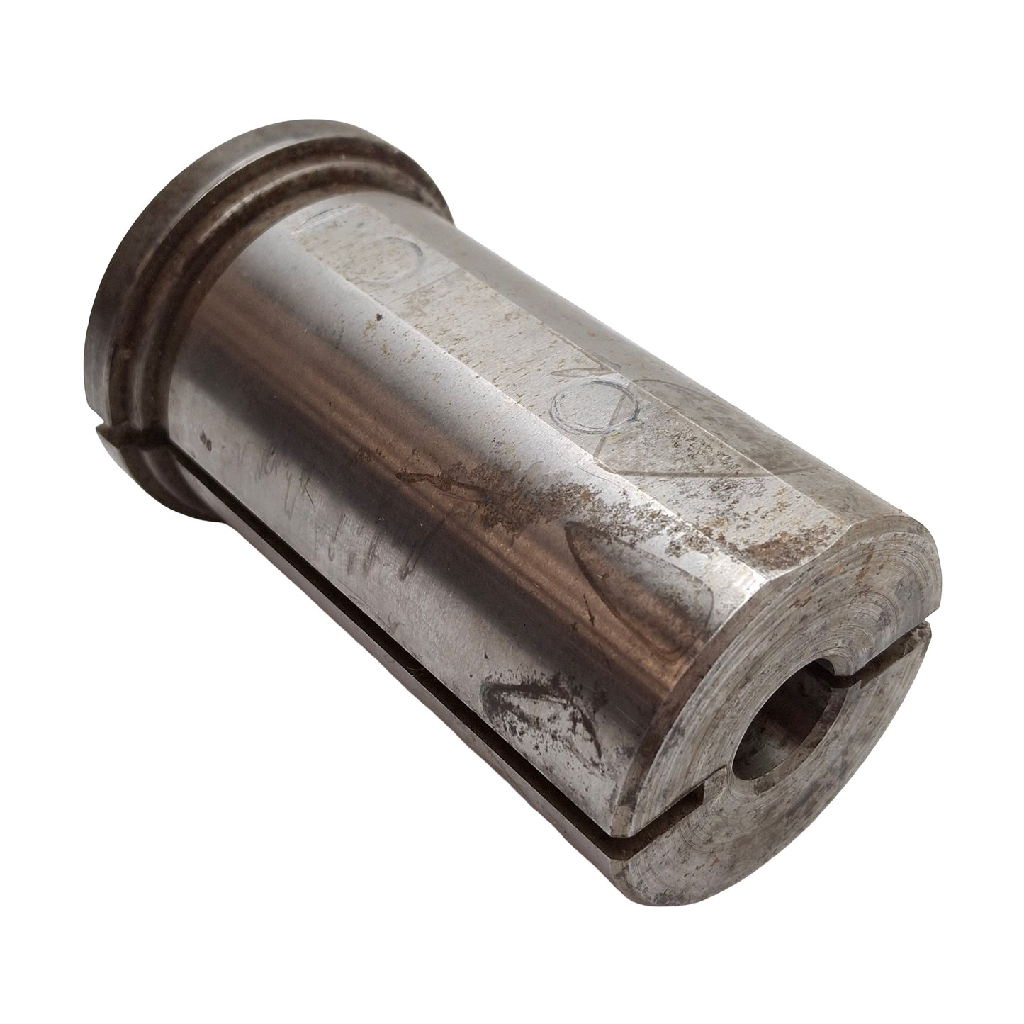 Used Gilmore Chuck Collet Reducer Sleeve, Steel, ø5/8in ID x ø2in OD, 3.9in Long