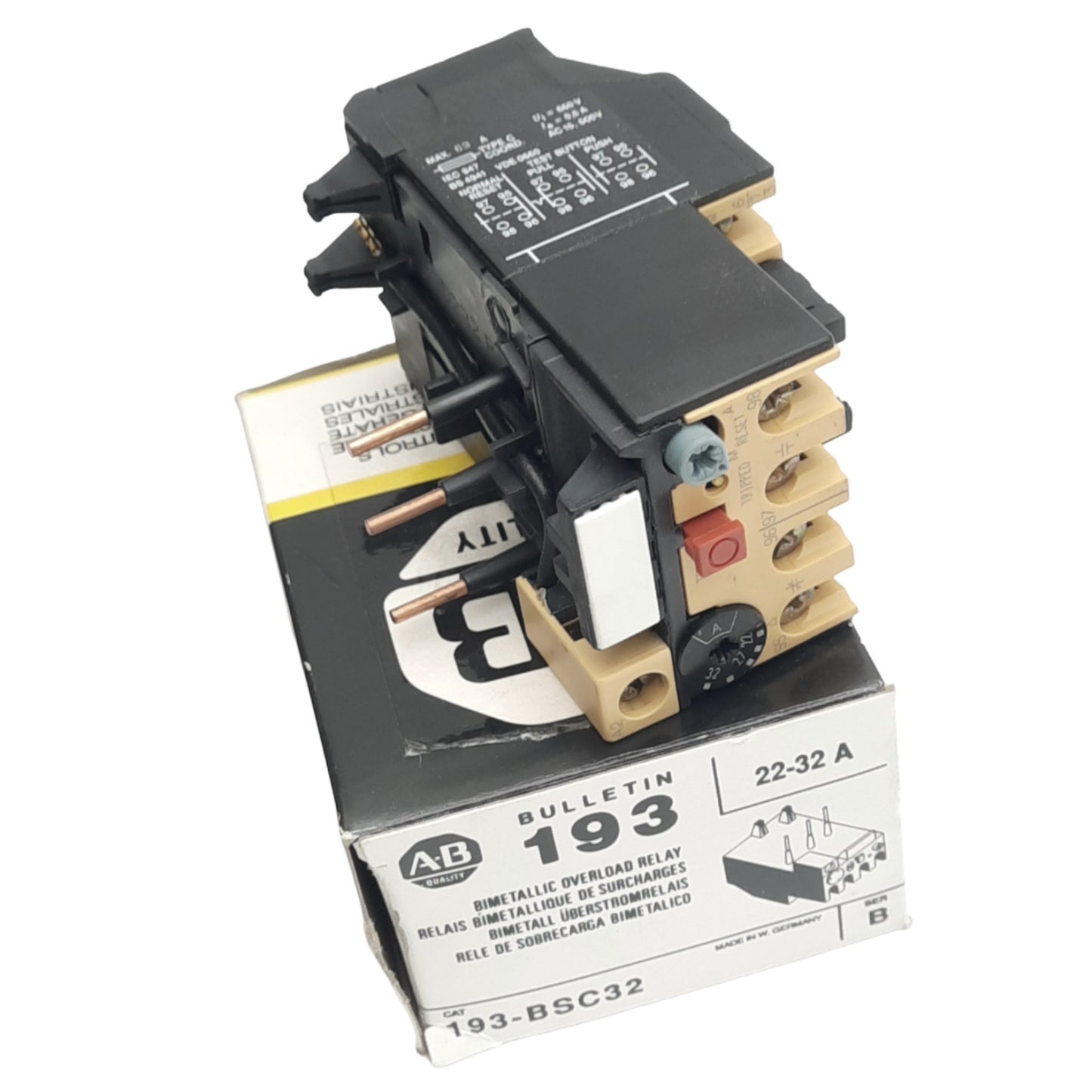 New Allen Bradley 193-BSC32 B Thermal Overload Relay, 22-32A, 2-Pole 1NC+1NO, 600V