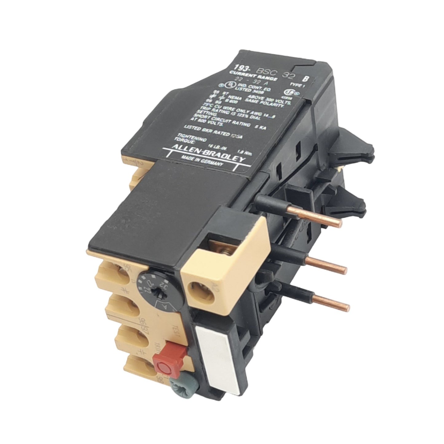 New Allen Bradley 193-BSC32 B Thermal Overload Relay, 22-32A, 2-Pole 1NC+1NO, 600V