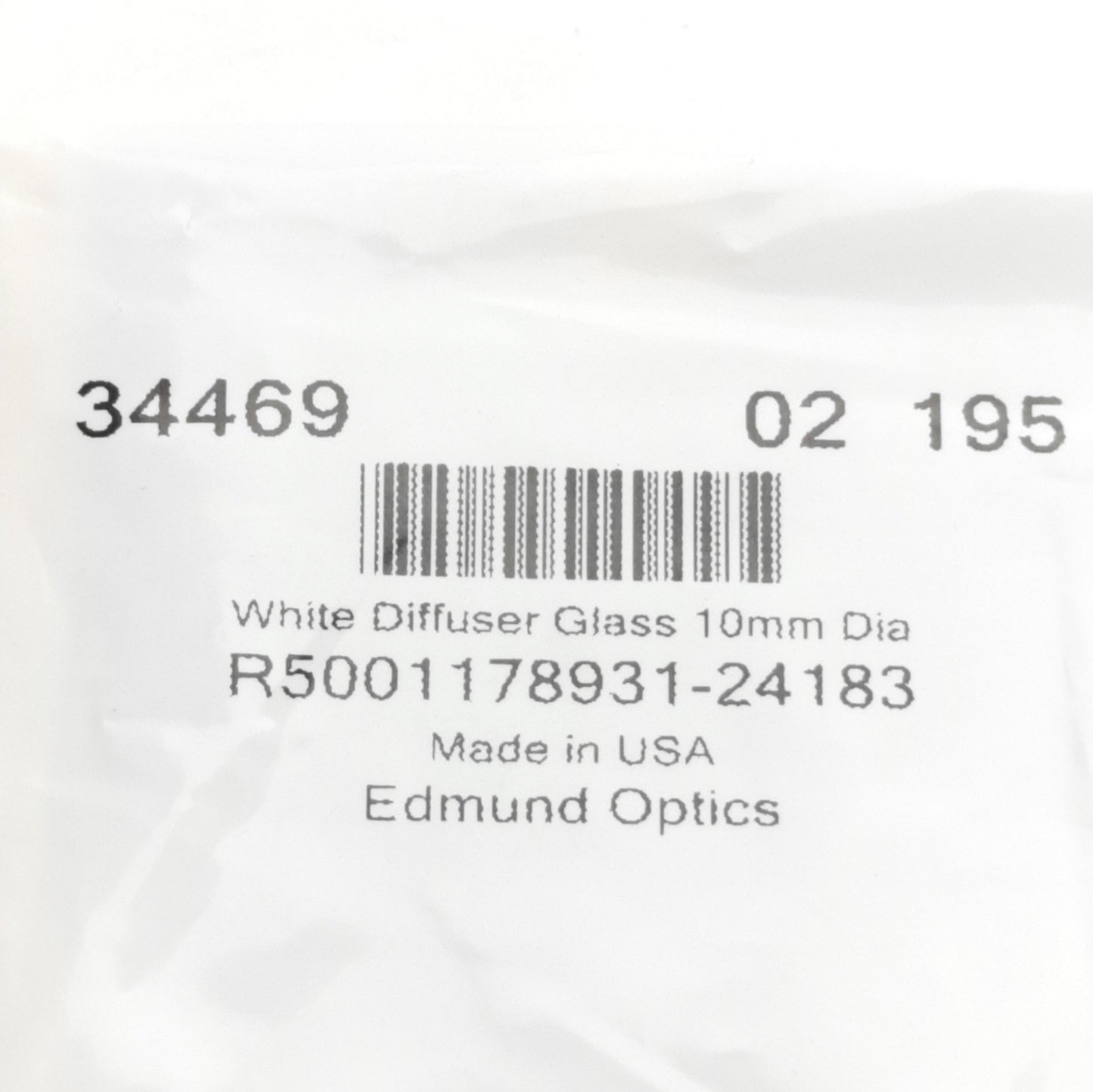 New Edmund Optics 34469 White Diffuser Glass, ø10mm x 1.25mm, 400-700nm, Plano