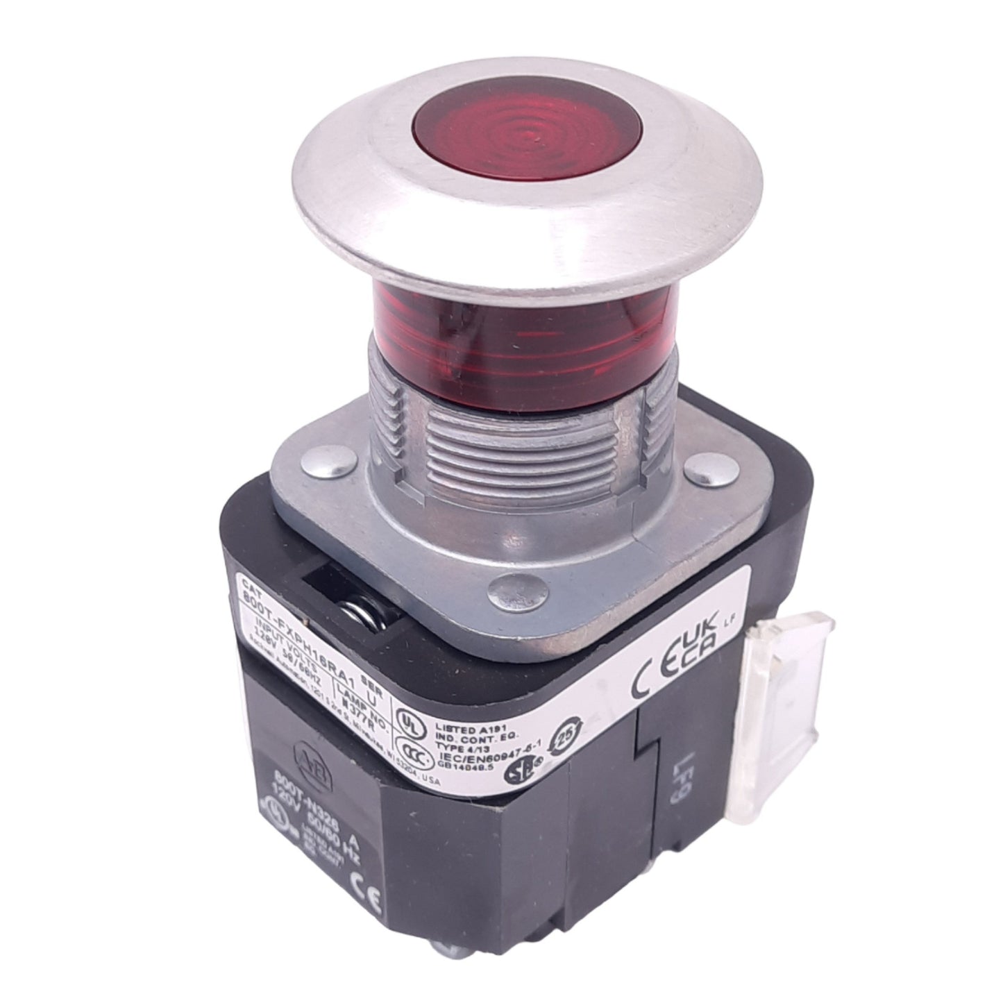 New Allen Bradley 800T-FXPH16RA1 Push/Pull E-Stop Button, ø30mm, 1NO+1NCLB, 600V 10A