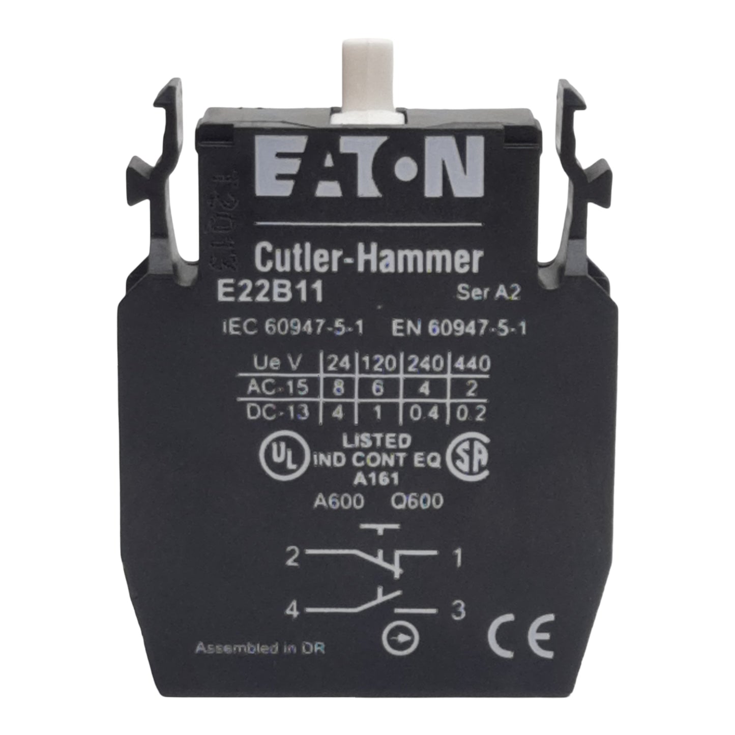New Eaton E22B11 Pushbutton Contact Block, 1N.O. + 1N.C., 10A 690VAC, 22.5mm