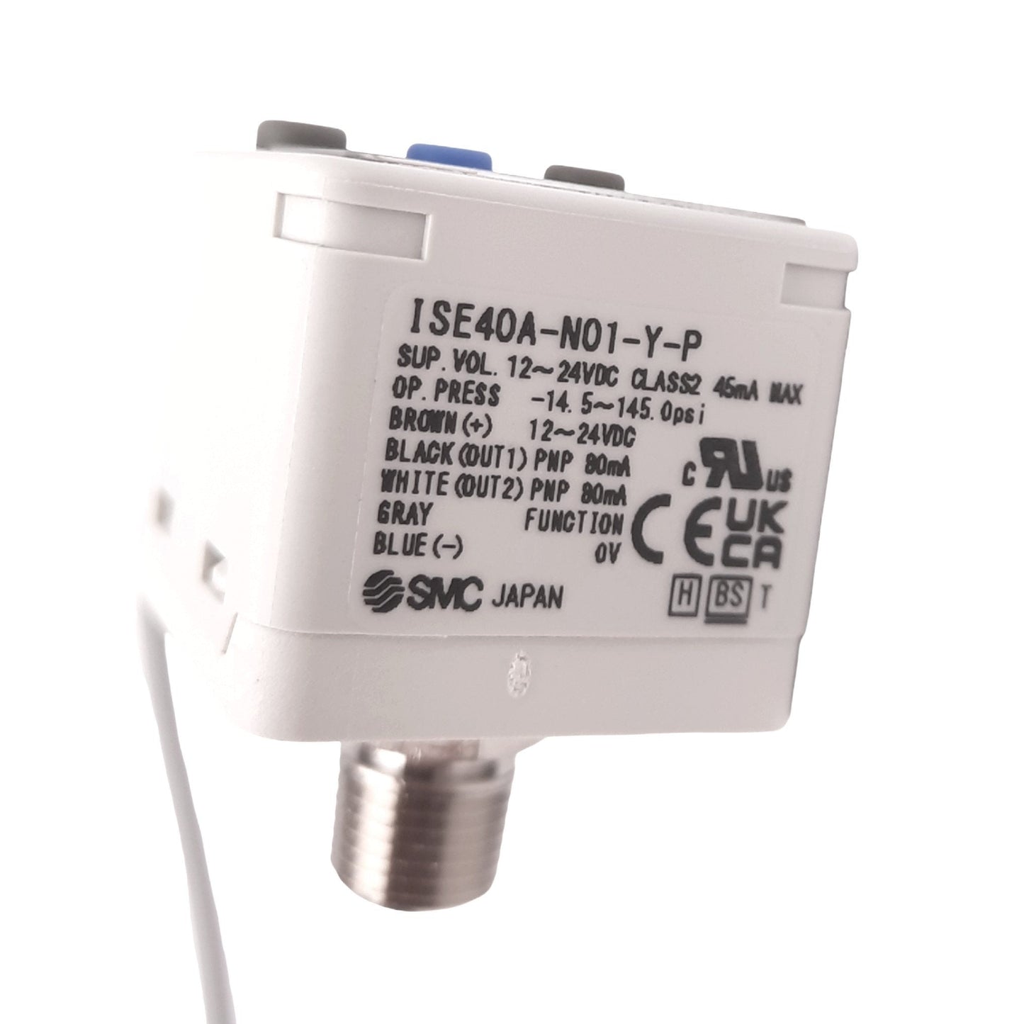 New SMC ISE40A-N01-Y-P-X531 Digital Pressure Switch, 145psi, PNP 80mA Out, 12-24VDC