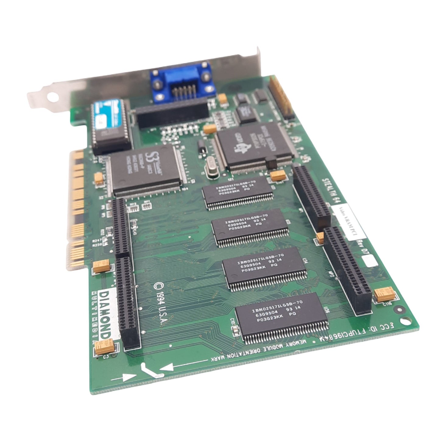 Used Diamond Stealth 64 PCI v1.01 Rev D7 Video Card, S3 Vision968, 4MB VRAM, VGA, PCI
