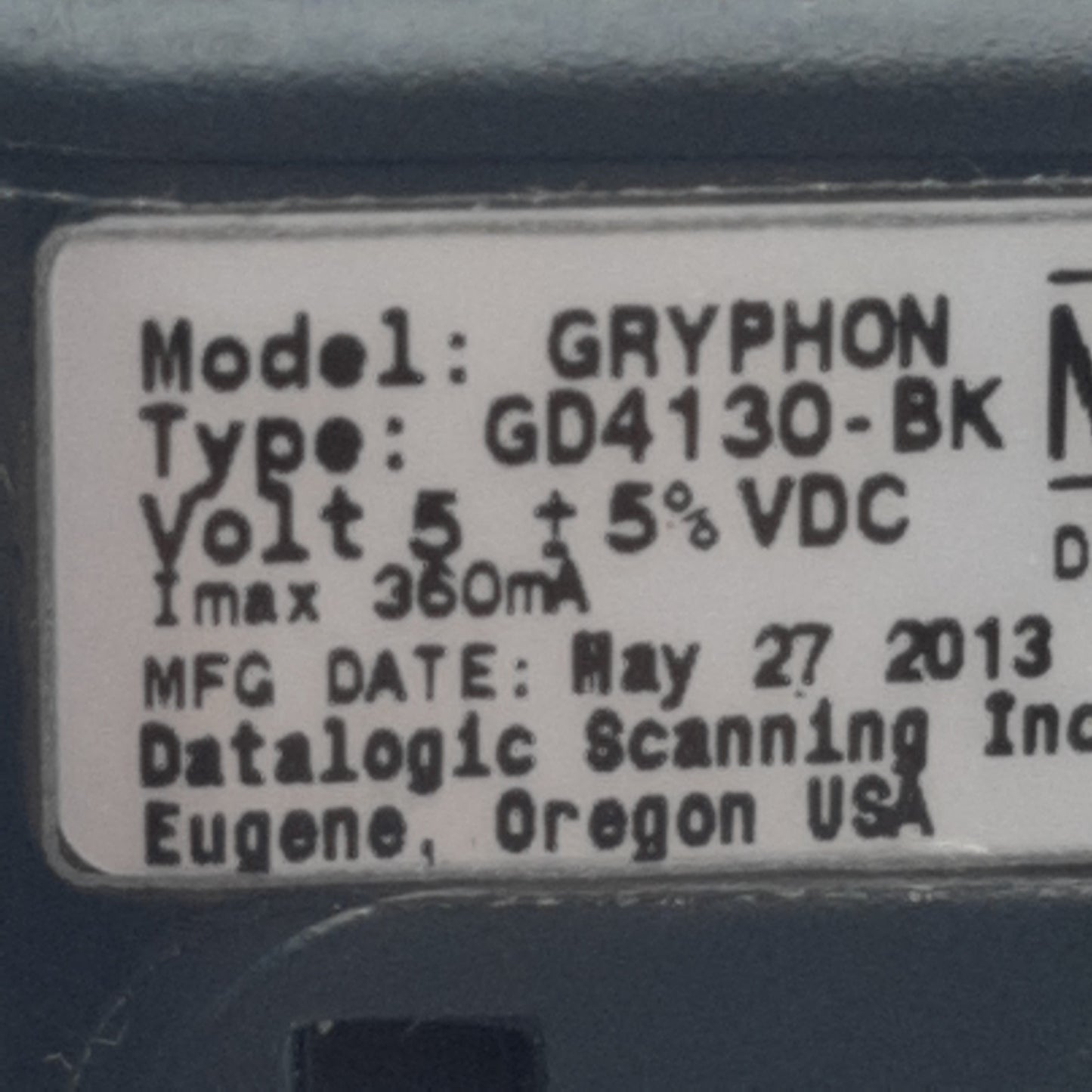 Used Datalogic GD4130-BK Gryphon Handheld Barcode Scanner Reader Imager, 9-Pin Serial