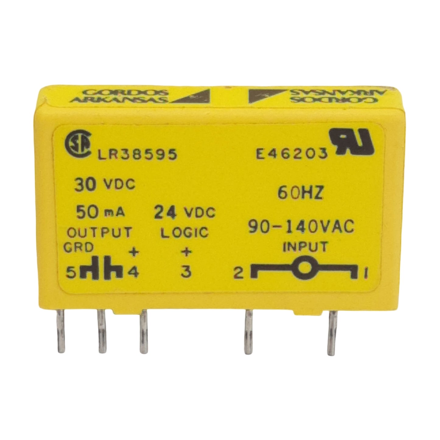 Used Gordos SM-IAC24 Solid-State Relay, 90-140VAC In, 50mA 30VDC Out, 5-Pin