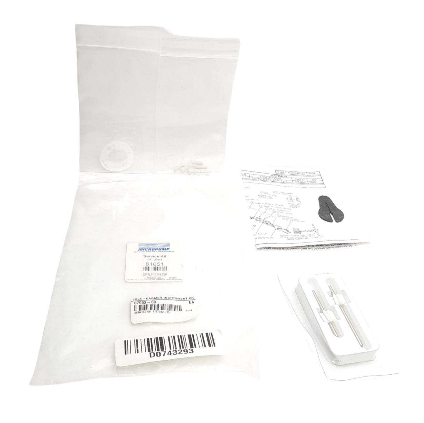 New Micropump/Cole Parmer 81051 Service Kit For S/K 120/140 External Gear Pumps