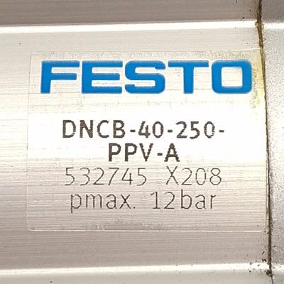 Used Festo DNCB-40-250-PPV-A Pneumatic Cylinder ø40mm Bore, 250mm Stroke, 12bar, G1/4