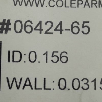 New Cole Parmer 06424-65 Transfer Tubing Opaque White, 5/32ID, 7/32OD, 25ft Length
