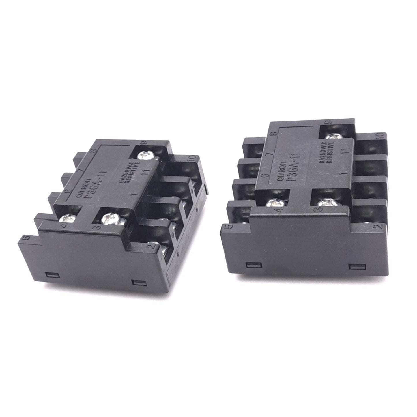 New – Open box Lot of 2 Omron P3GA-11 Relay Sockets, 11-Pin Octal, 250VAC 6A, Back Mounting