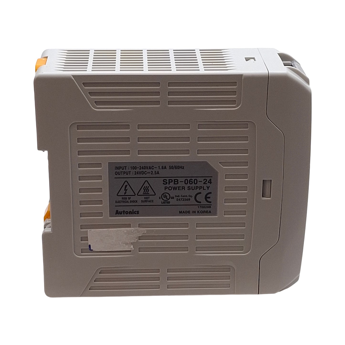 Used Autonics SPB-060-24 PLC Power Supply, 100-240VAC IN, 24VDC OUT, 60W, DIN Rail