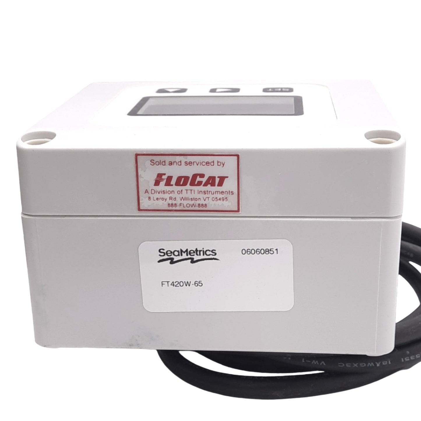 Used SeaMetrics FT420W-65 Flow Computer, 8-Digit, 4-20mA Analog Out, 12-30VDC/120VAC