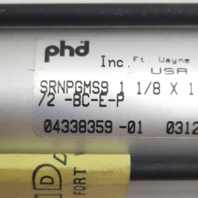 New PHD SRNPGMS9 Pneumatic Cylinder ø1-1/8in Bore 1-1/2in Stroke, 1/8in NPT, 150psi