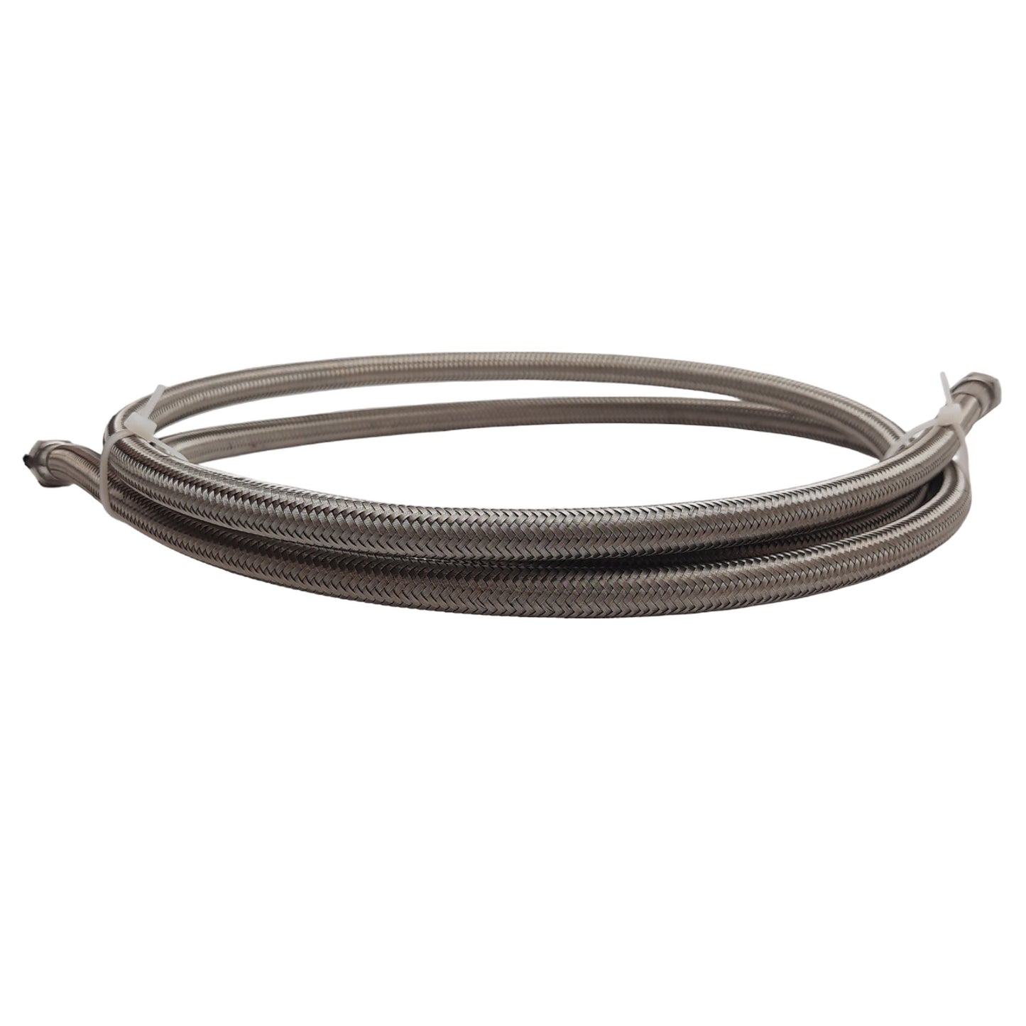 Used Stainless Steel Braided Hose 12.8mm OD, JIC-6 Flare Fittings 9/16in, 8ft Length
