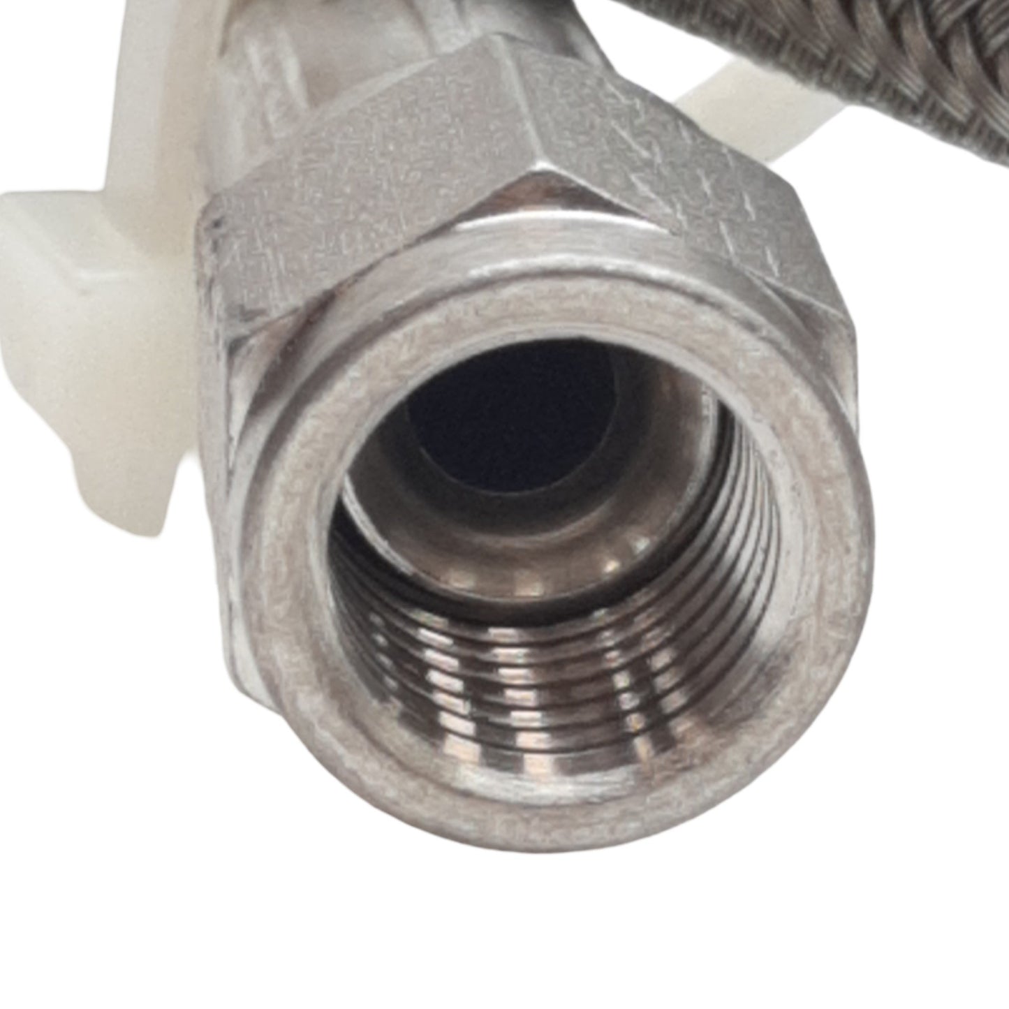 Used Stainless Steel Braided Hose 9.7mm OD, JIC-4 Flare Fittings 7/16in Thread, 11ft