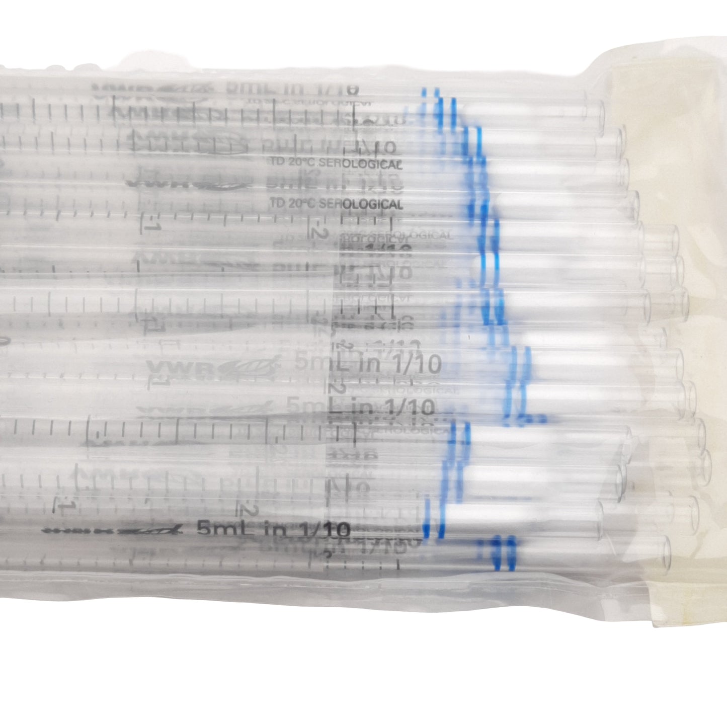 New Lots of 150 VWR 89130-908 Serological Pipet 5ml, 347mm Length, 8.01mm OD, 0.10ml