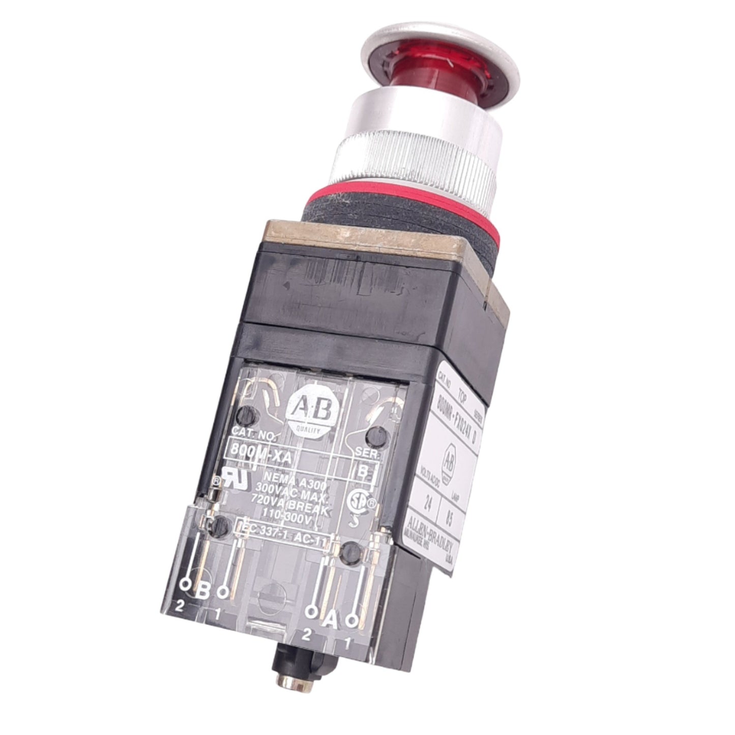 New Allen Bradley 800MR-FXQ24RA Illuminated Push/Pull E-Stop Button, ø22mm, 1NO 1NC