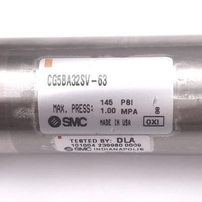 New SMC CG5BA32SV-63 Pneumatic Cylinder, ø32mm Bore, 63mm Stroke, Rc 1/8in, 145psi