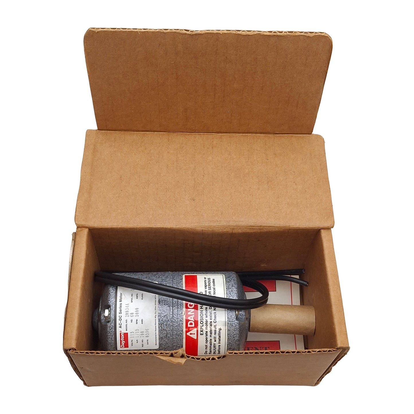 New Dayton 2M034A Universal AC-DC Motor 115VAC/DC 1.2A 1/15HP, 5000RPM, ø1/4" Shaft