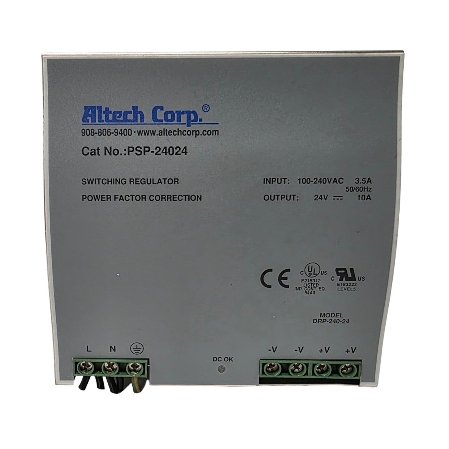 Used Altech Corp PSP-24024 Switching Mode Power Supply In 100-240VAC Out 24VDC 10A