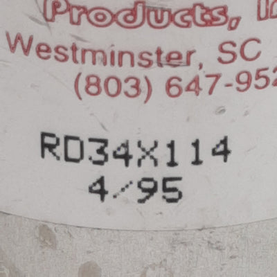 Used Compact RD34X114 Pneumatic Cylinder, ø3/4in Bore, 1-1/4in Stroke, #10-32UNF