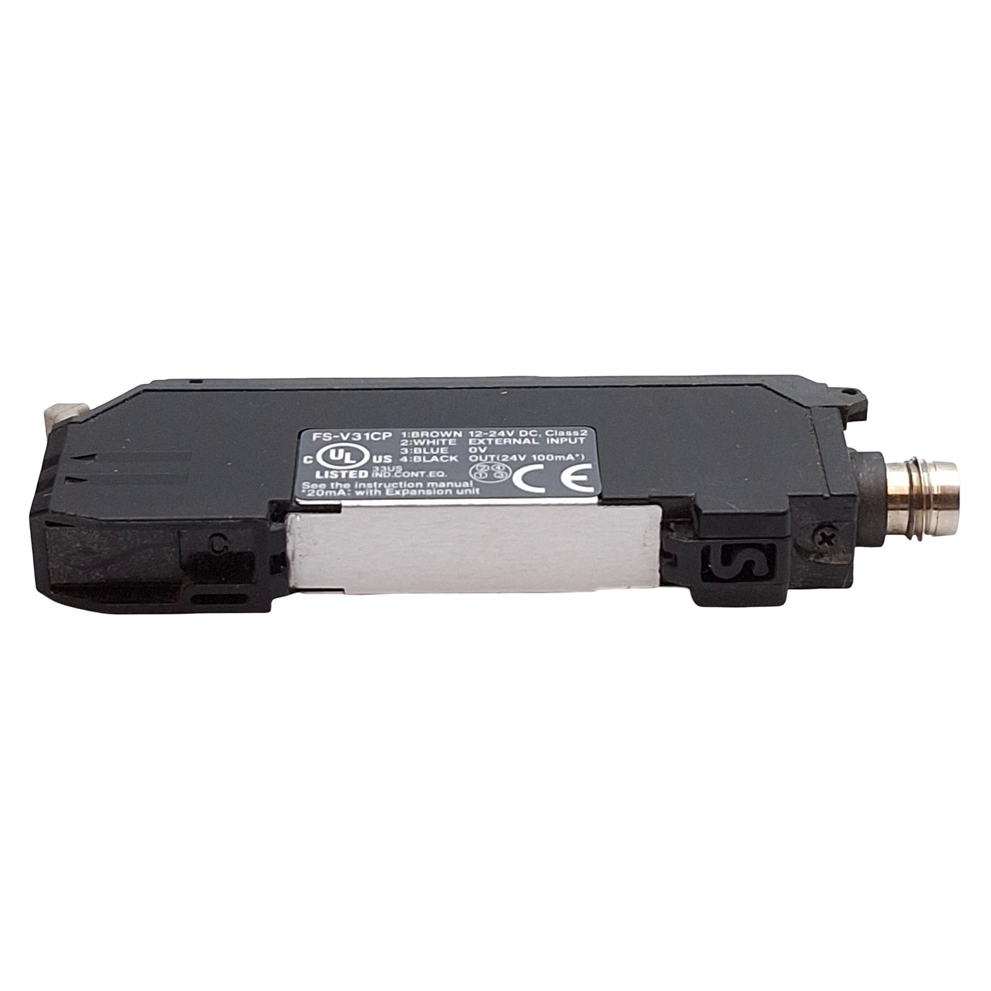 Used Keyence FS-V31CP Fiber Amplifier Unit, PNP, M8 4-Pin Male, 12-24VDC *No Cover*