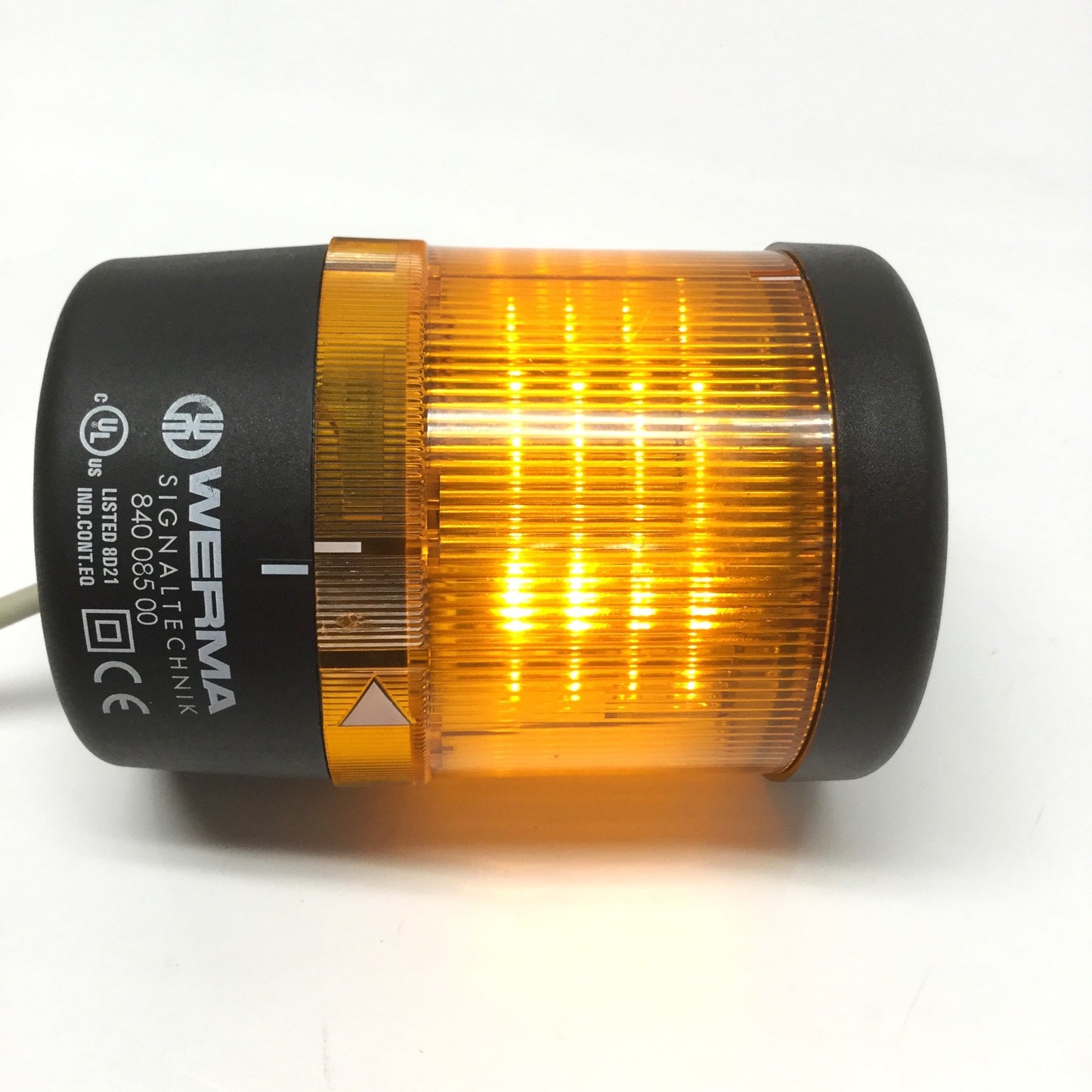 Used Werma 604.340.55 KombiSIGN Signal Tower LED Stacklight, Amber Lens w/Base, 24VDC