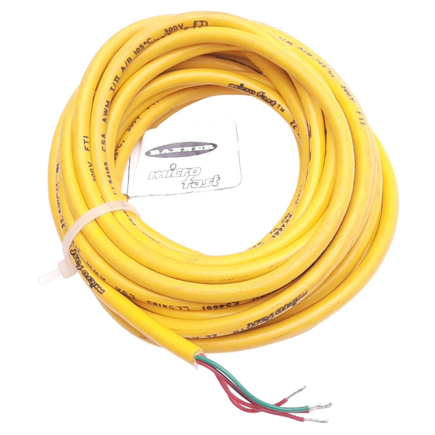 Used Banner 32952 MQAC-415 MicroFast Cordset, 4-Pin M12 to Flying Leads, 250V 4A, 5m