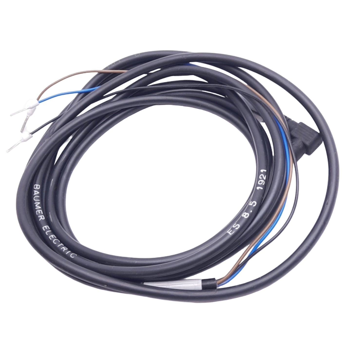 New Baumer ES8.5 Sensor Cable, M8 3-Pin 90° Female Push-On, 60VAC/DC, 7ft Length