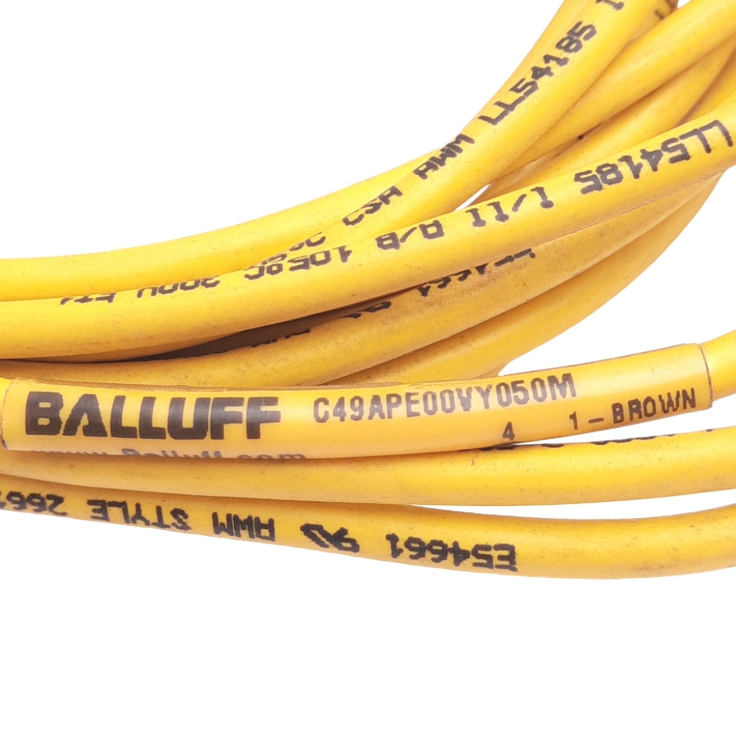 New Balluff C49APE00VY050M Cordset, M8 3-Pin Female to Flying Leads, 60VAC/75VDC, 5m
