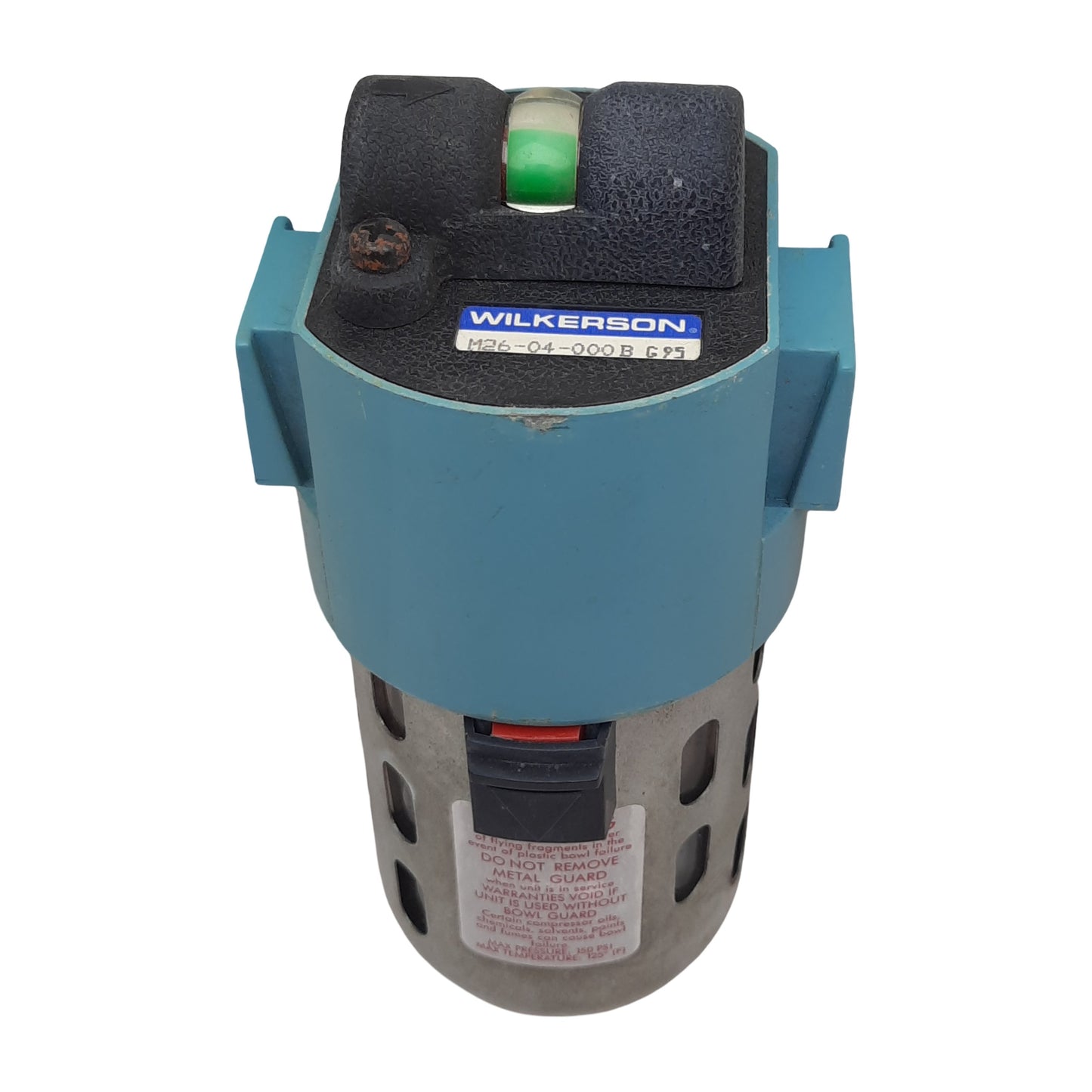 Used Wilkerson M26-04-000 Coalescing Filter, 1/4in NPT, 55scfm, 0.5µm, 200psig