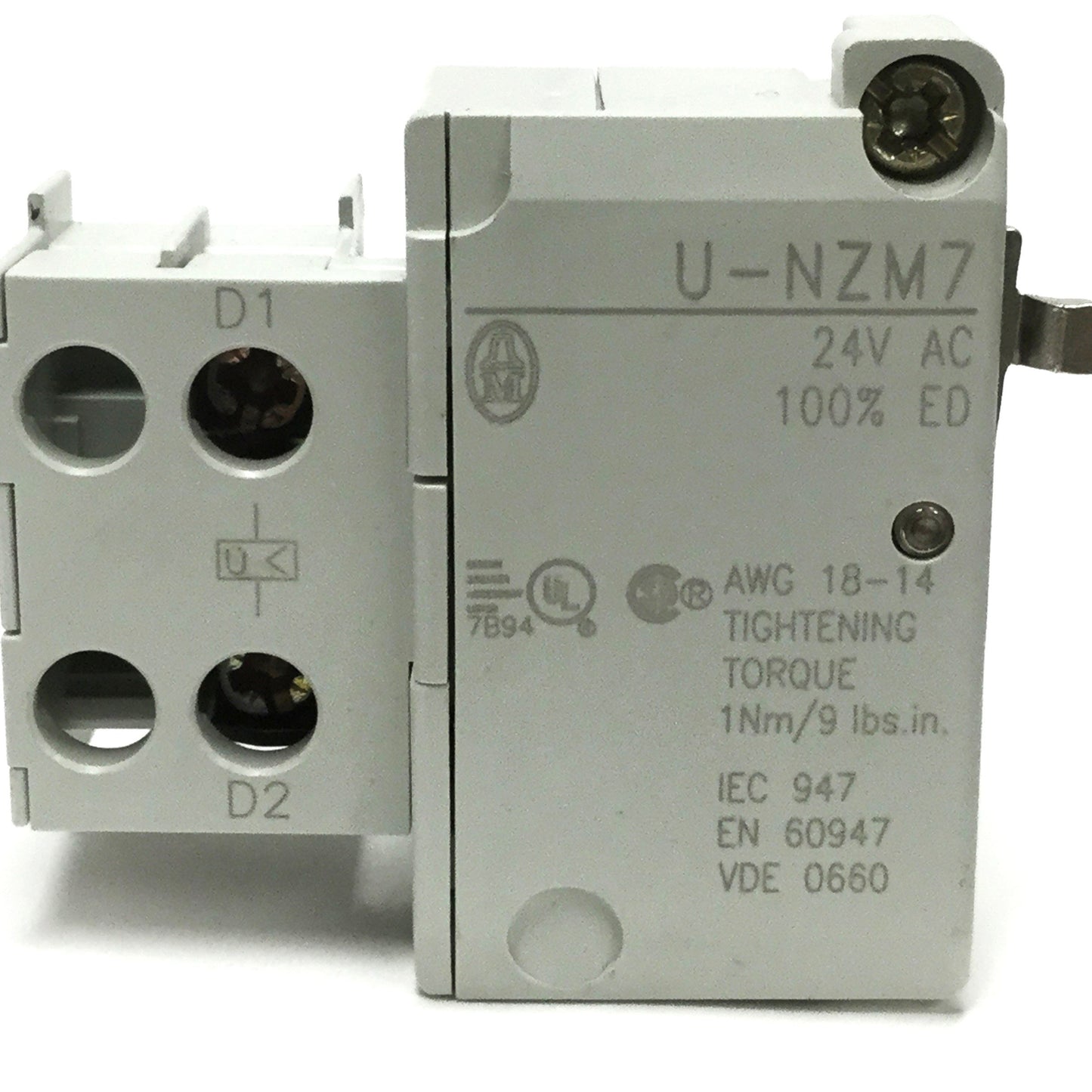Used Klockner Moeller U-NZM7 Disconnect Switch Undervoltage Trip/Release, 24VAC