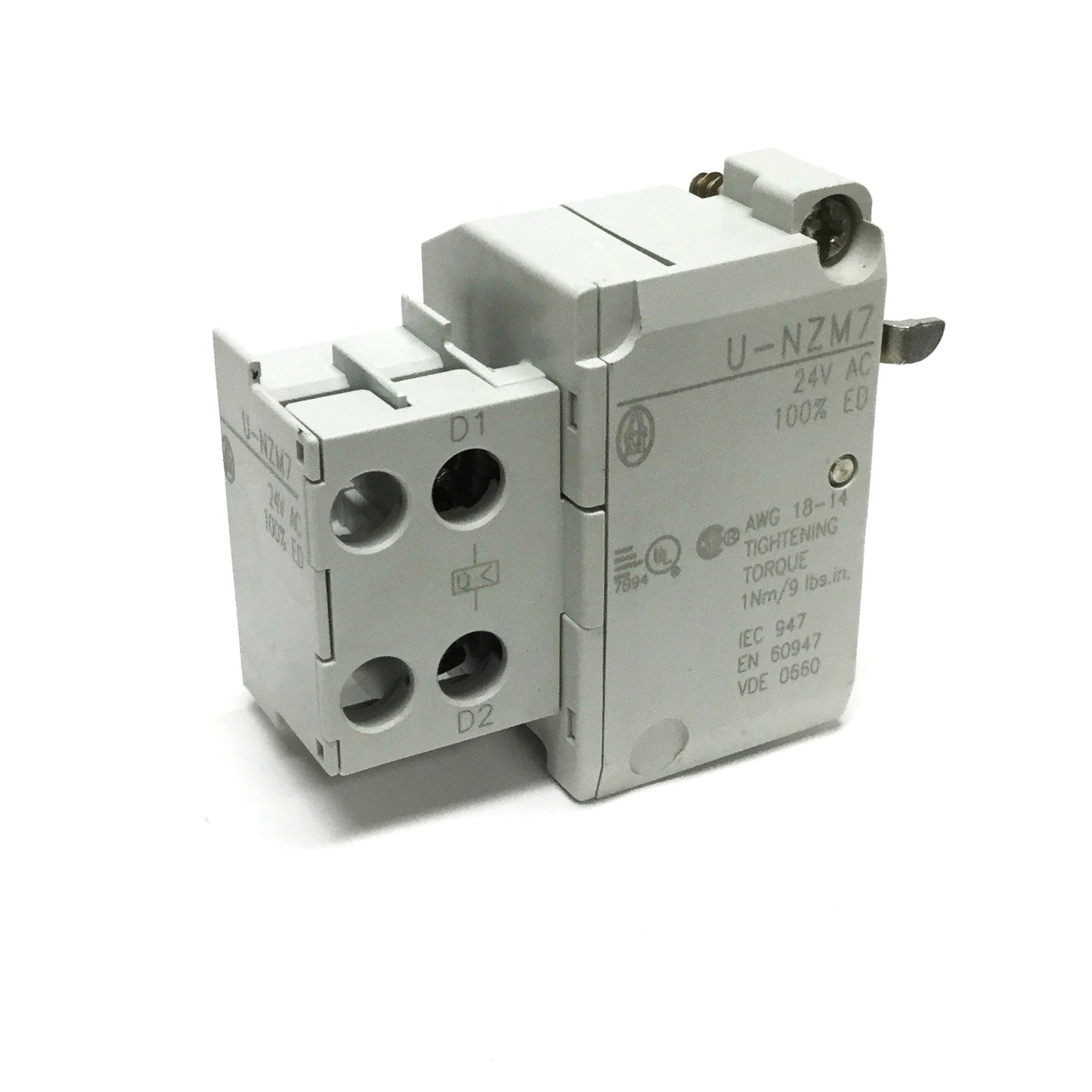 Used Klockner Moeller U-NZM7 Disconnect Switch Undervoltage Trip/Release, 24VAC