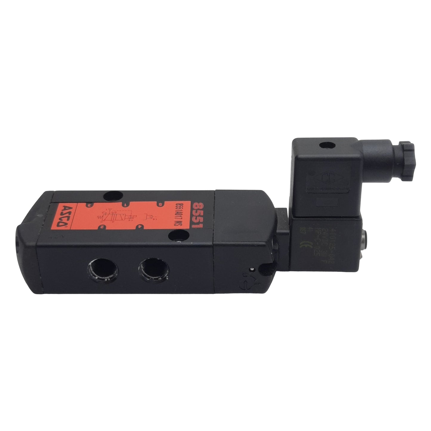 Used Asco SC8551A017MS Solenoid Valve, 5/4-Way, 1/4in NPT, 30-150psi, 24VDC Coil