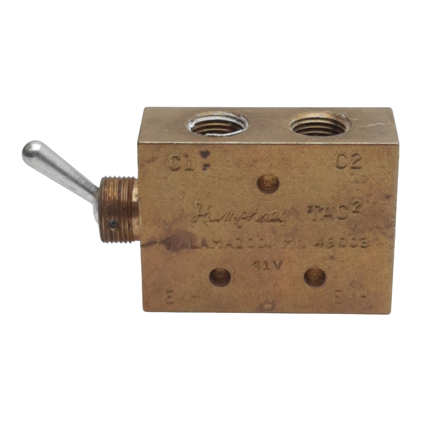 Used Humphrey 41V TAC² Miniature Toggle Valve, 5/4-Way, 0-125psi, 1/8in NPSF, #10-32