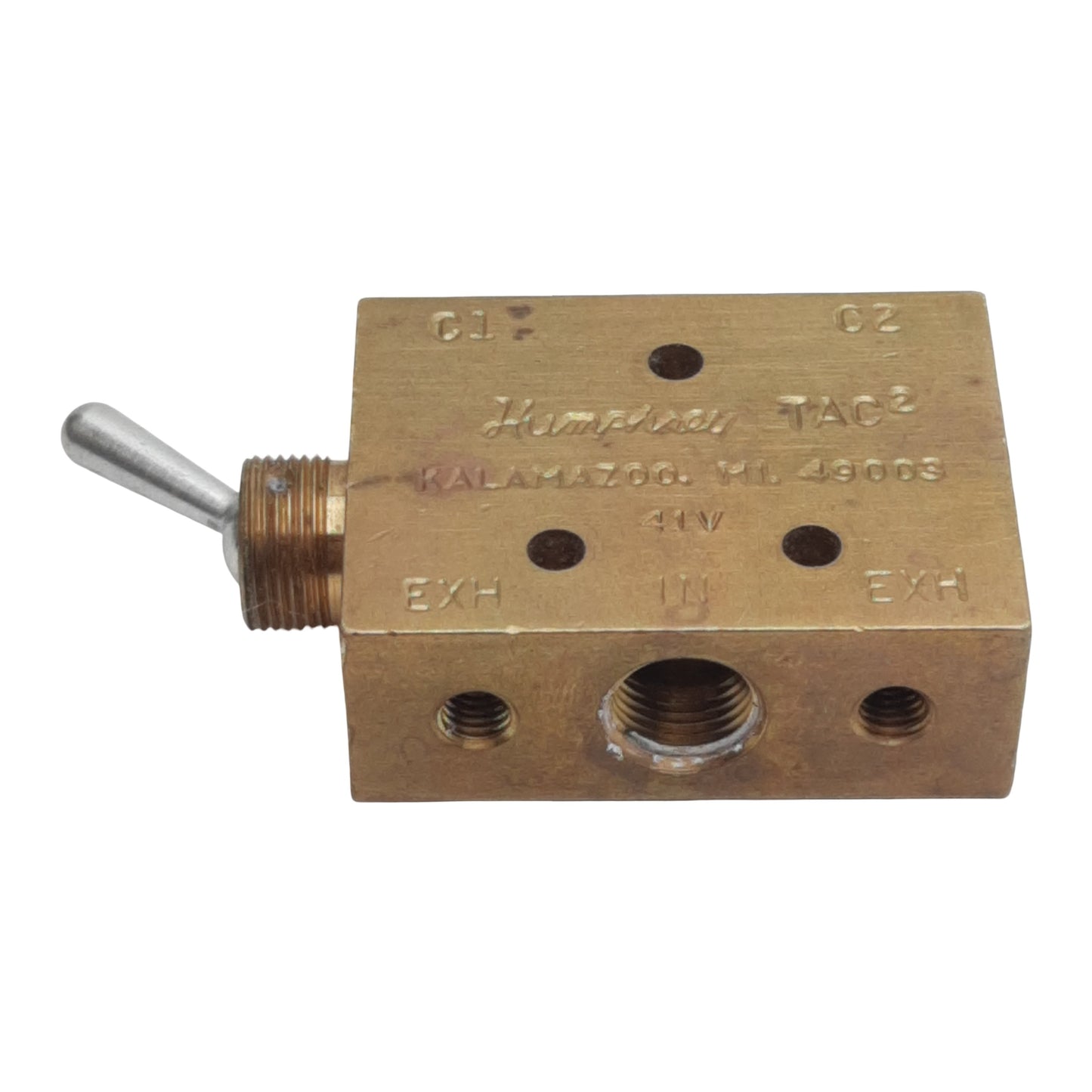 Used Humphrey 41V TAC² Miniature Toggle Valve, 5/4-Way, 0-125psi, 1/8in NPSF, #10-32