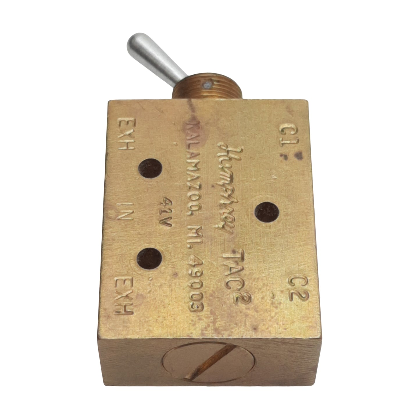 Used Humphrey 41V TAC² Miniature Toggle Valve, 5/4-Way, 0-125psi, 1/8in NPSF, #10-32