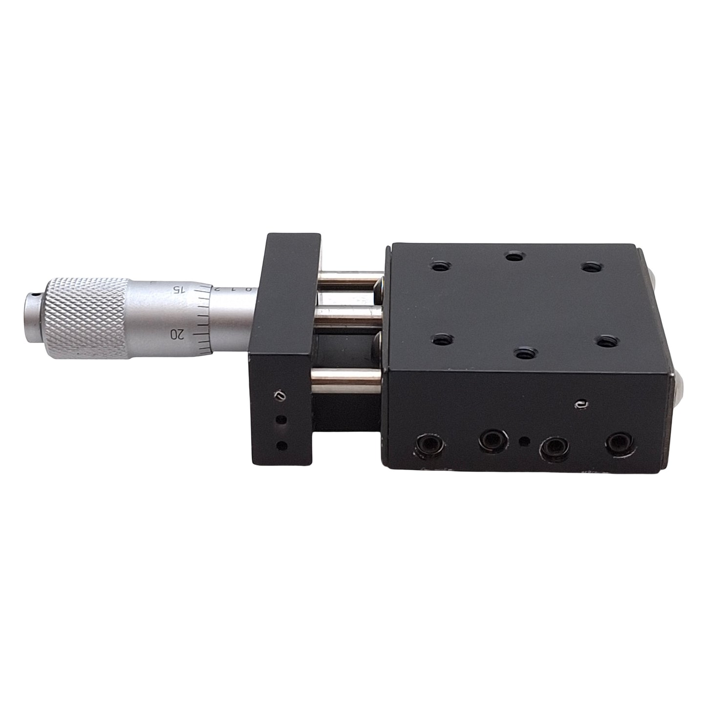 Used Del-Tron 450-X Linear Positioning Stage 1/2in Travel, 1.75x1.75in Table, 6-32UNF