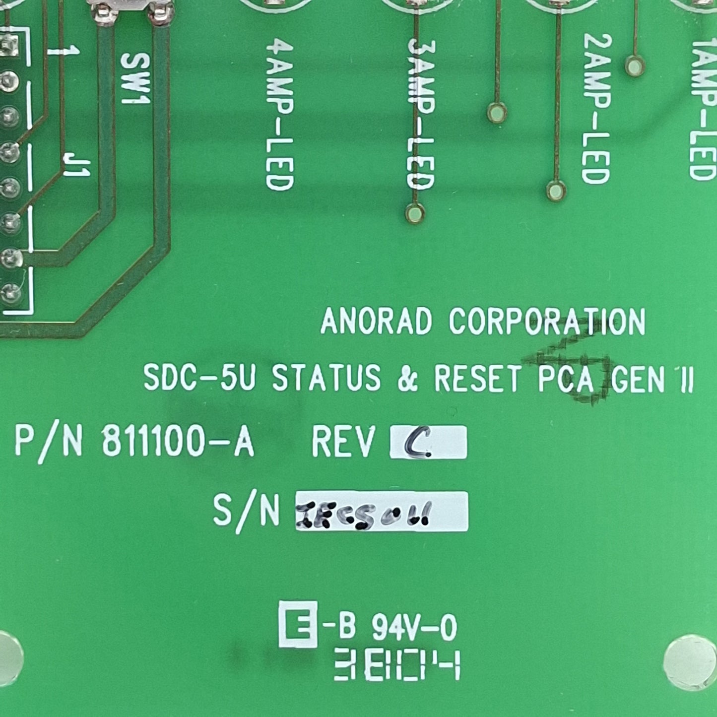 Used Anorad Corporation 811100-A Rev C SDC-5U Status & Reset PCA Gen II, 16-Pin IDC