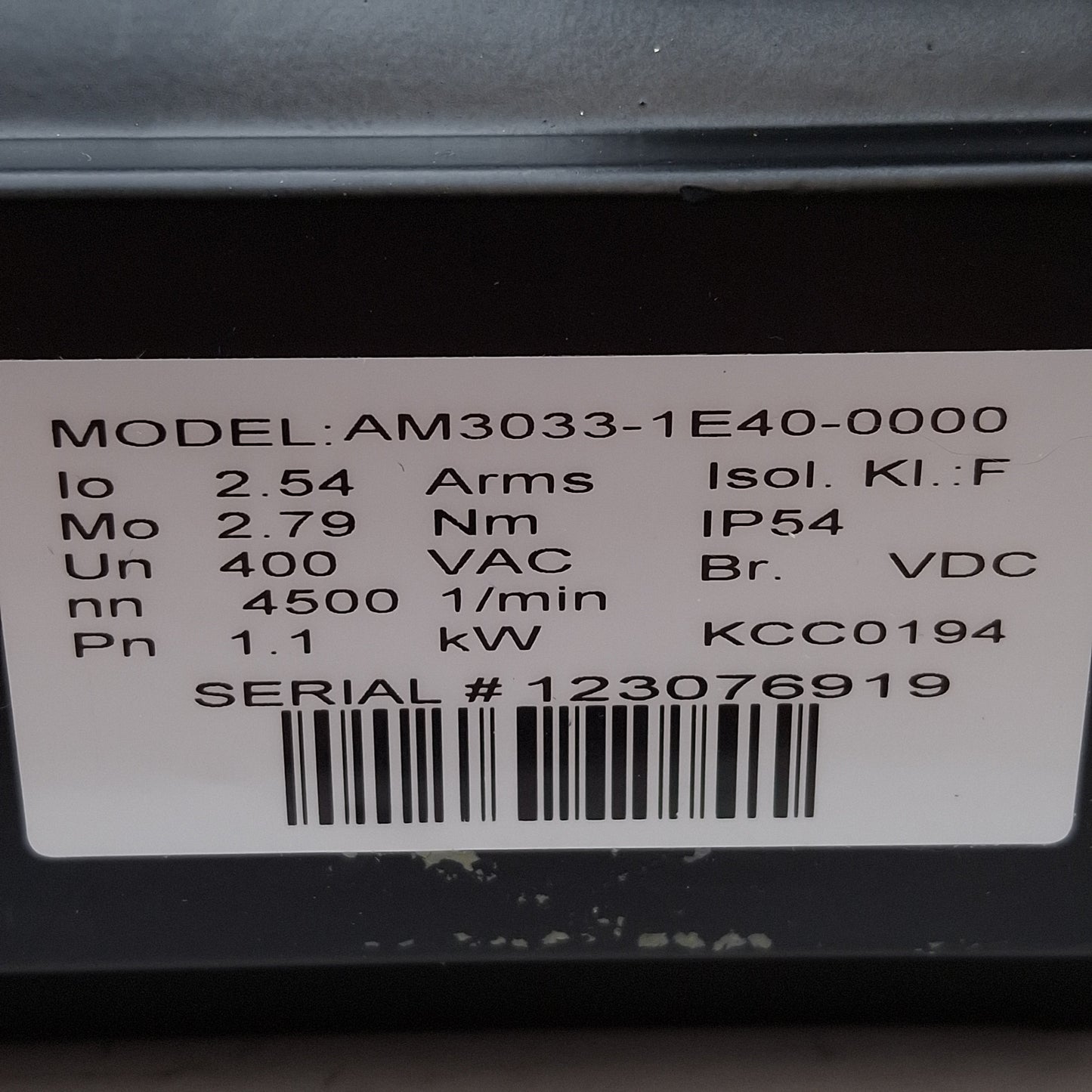New Beckhoff AM3033-1E40-0000 Servo Motor, 1.1kW 400VAC 2.54A, 4500rpm, ø14mm Shaft