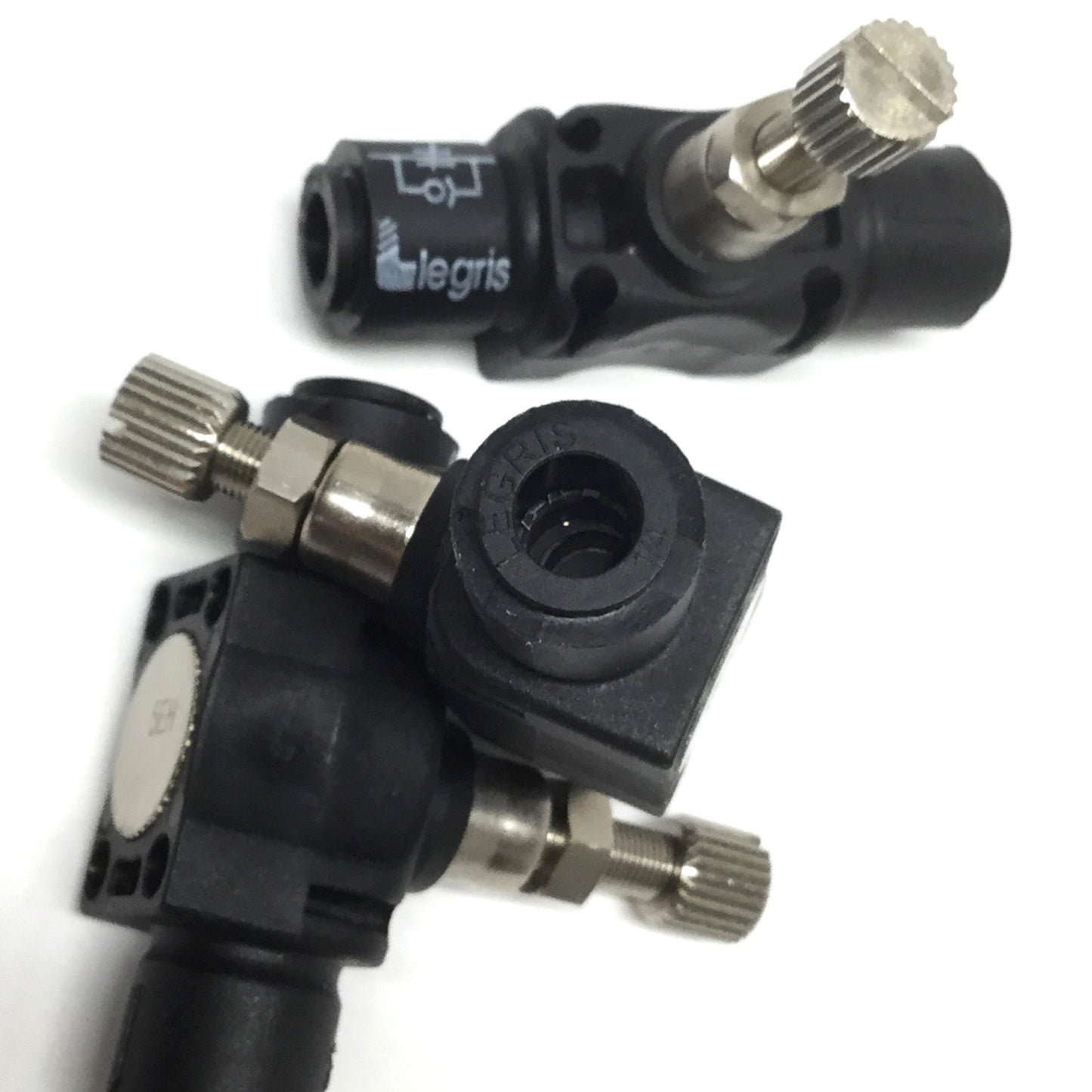 Used Lot of 3 Legris 7770 56 00 In-Line Flow Control Air Regulator Needle Valves 1/4"