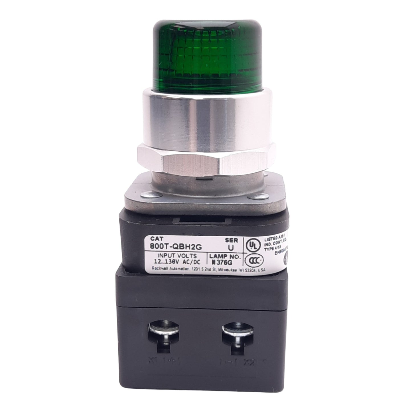 New Allen Bradley 800T-QBH2G Illuminated Pushbutton, ø30mm, 1NO+1NC, 600V 10A Max