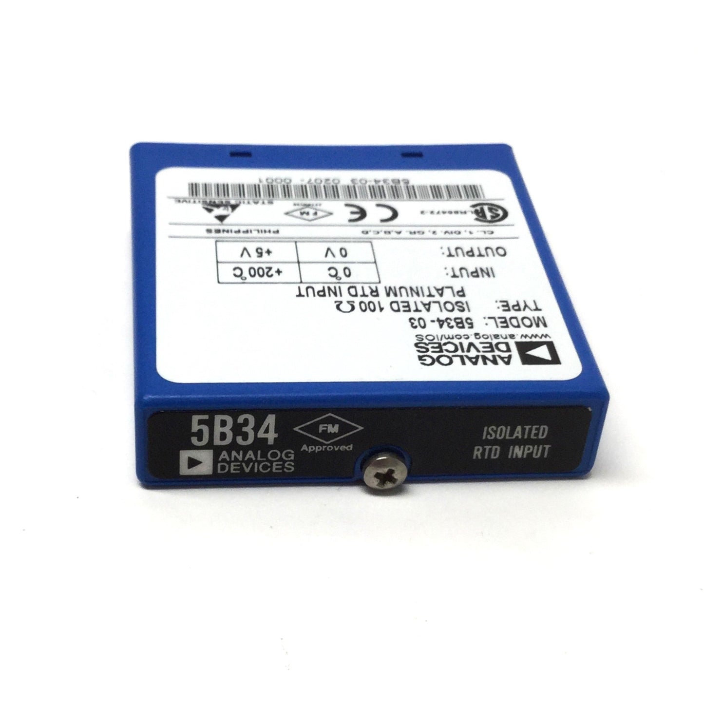 Used Analog Devices 5B34-03 Isolated 100 Ohm Platinum RTD Input 0 to 200°C, 0-5V Out